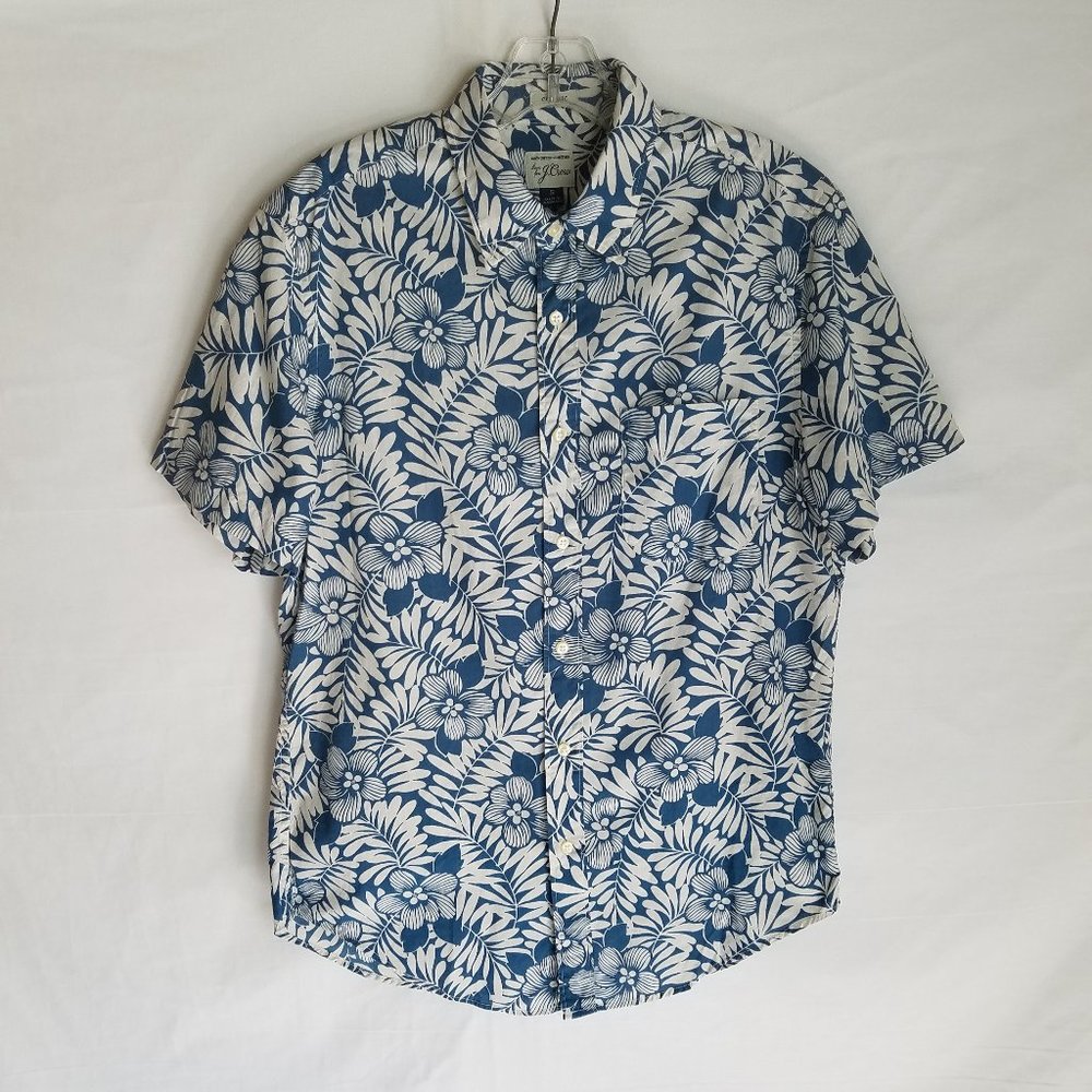 J. Crew Floral Leaf Print Hawaiian Shirt Men's Size Small‎